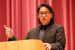 Li-Young Lee explains meaning behind his poetry in Drake's Sheslow Auditorium.