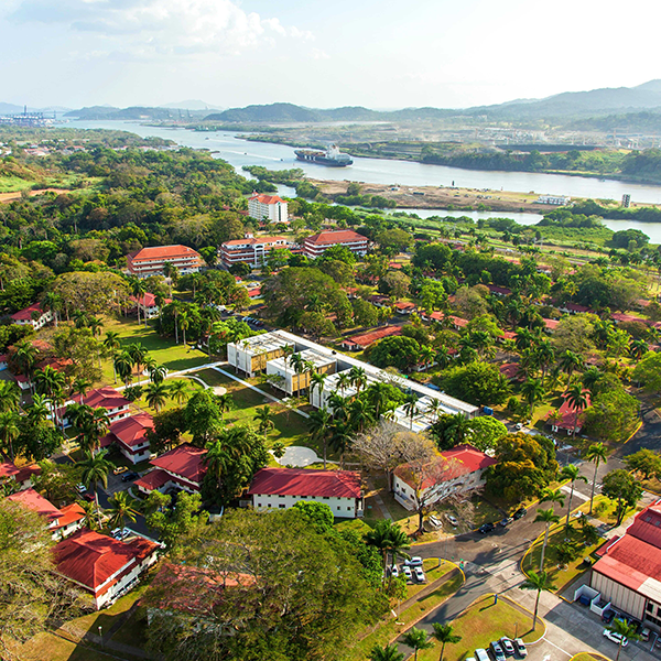 Arial view of Drake University's Panama City, Panama location 
