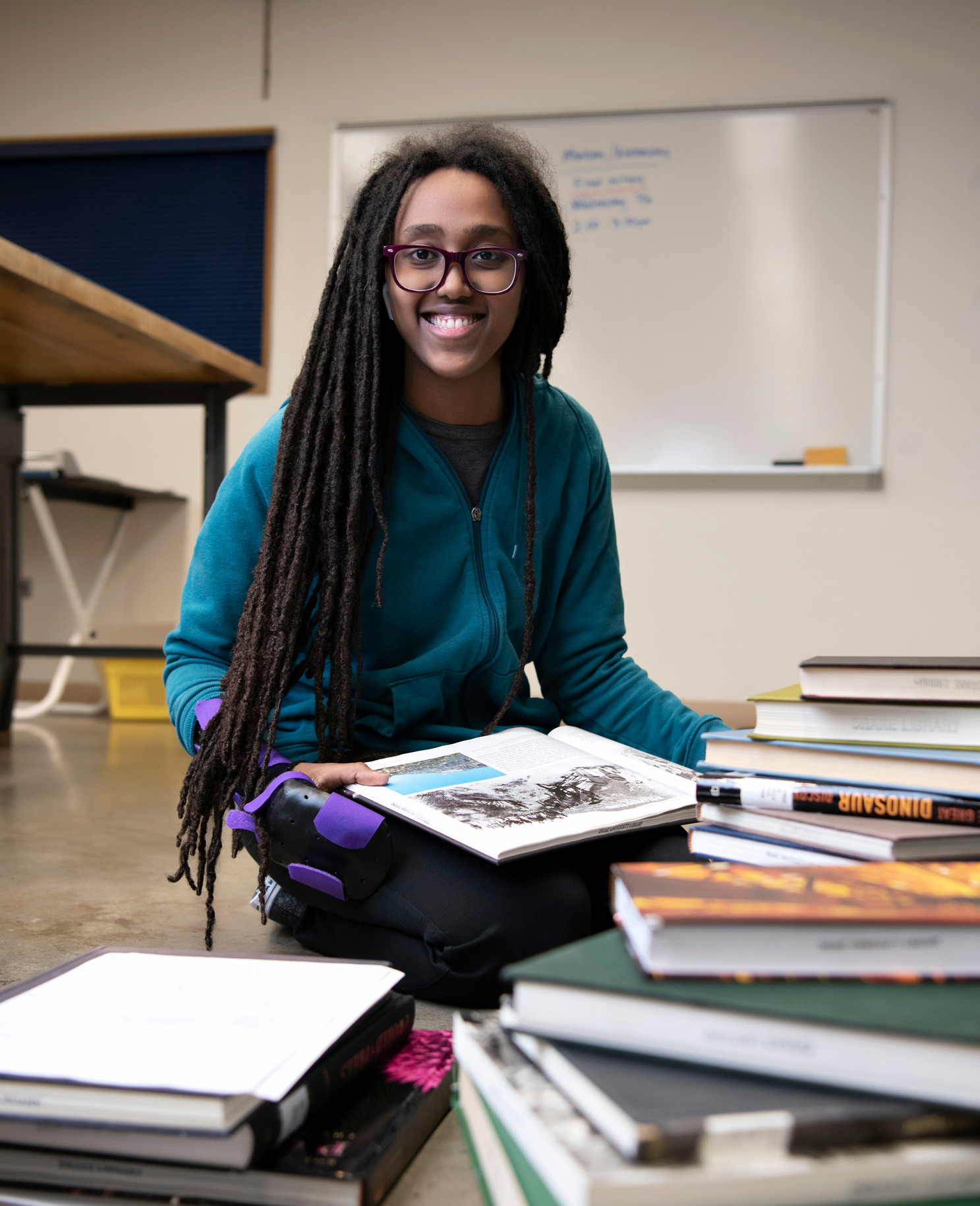 Humanities student in a classroom at Drake University