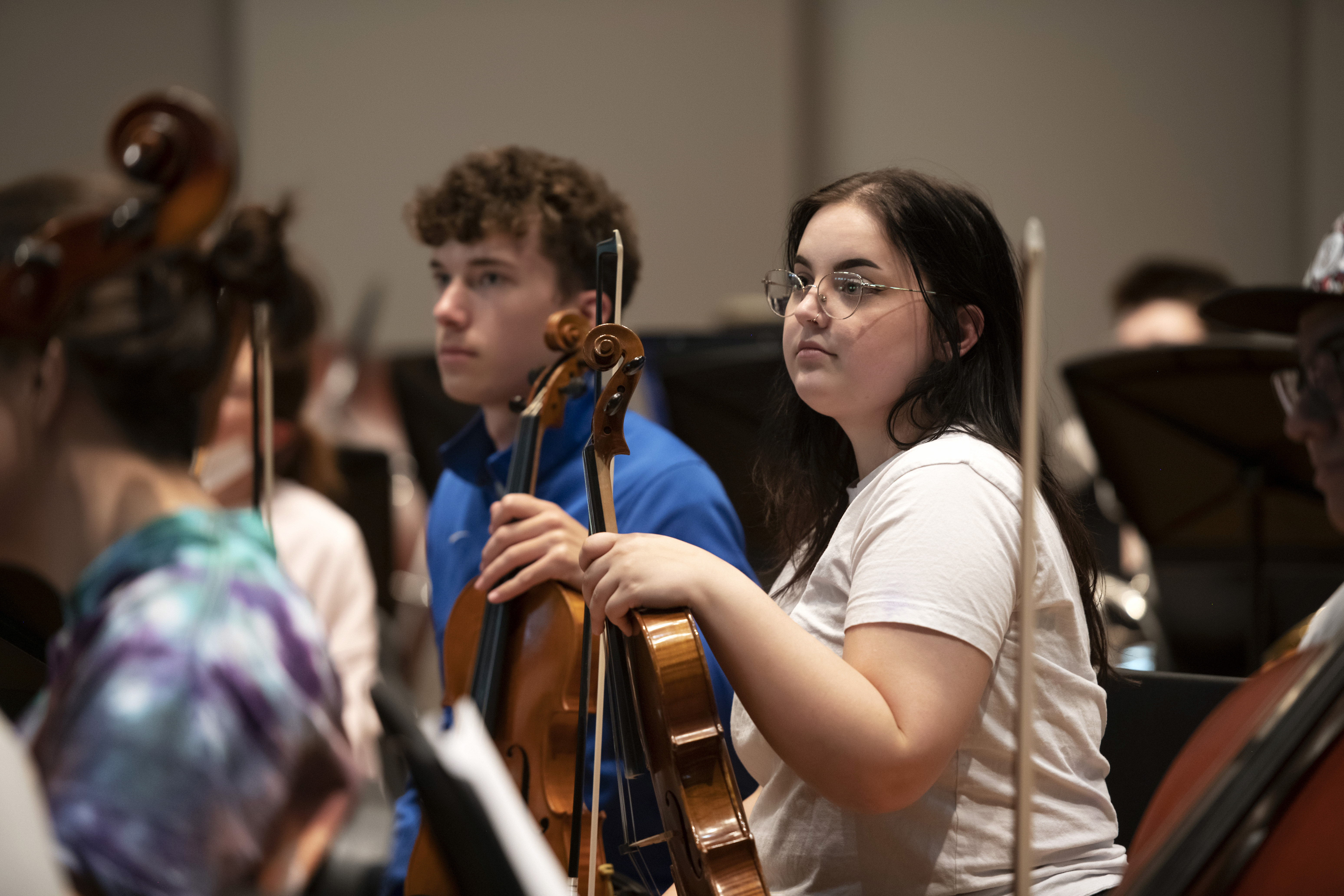 Students play in the orchestra