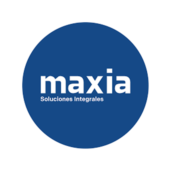 Maxia logo with the text “maxia” and “Soluciones Integrales” in white inside a blue circle.