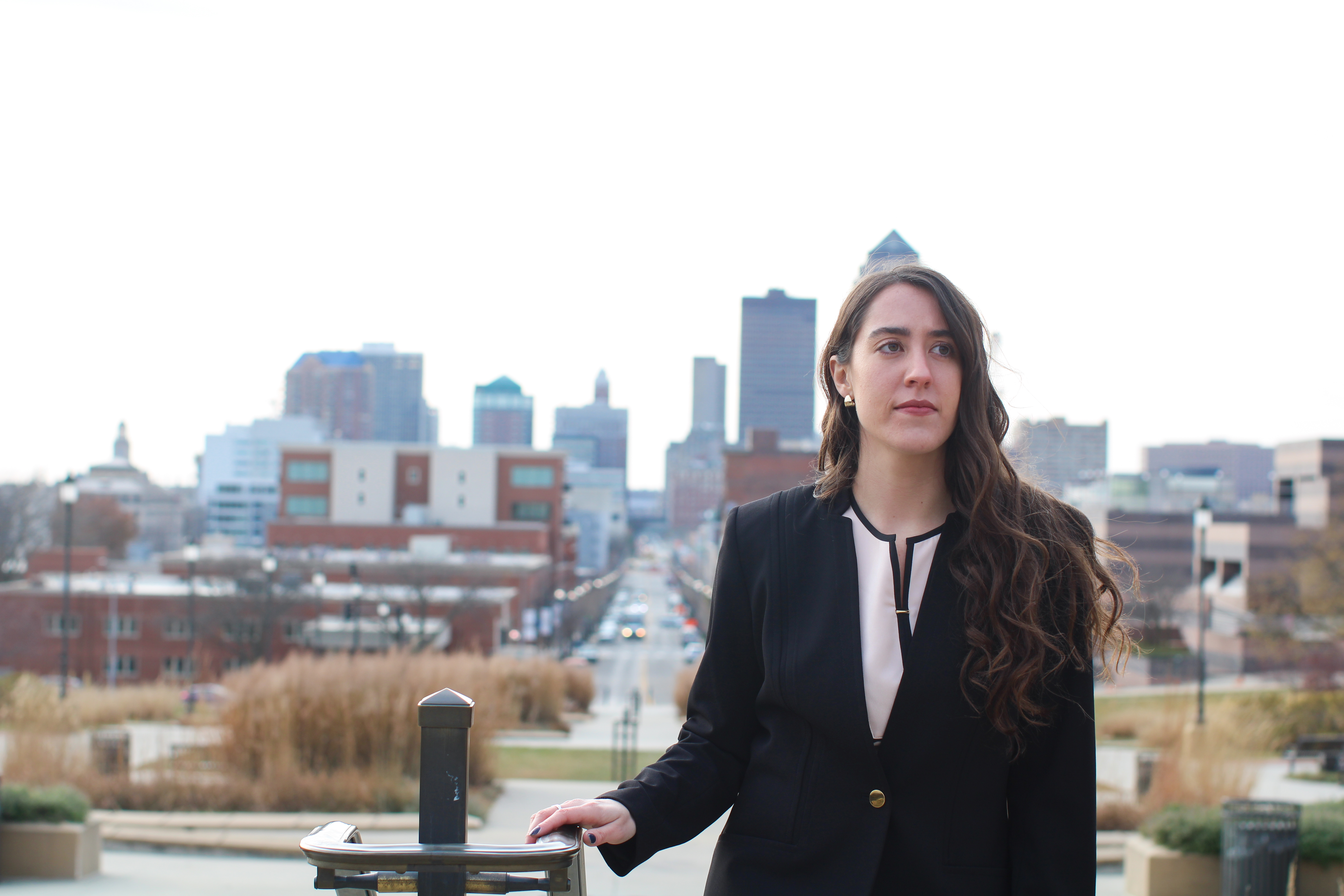 Drake Law student in front of the capital
