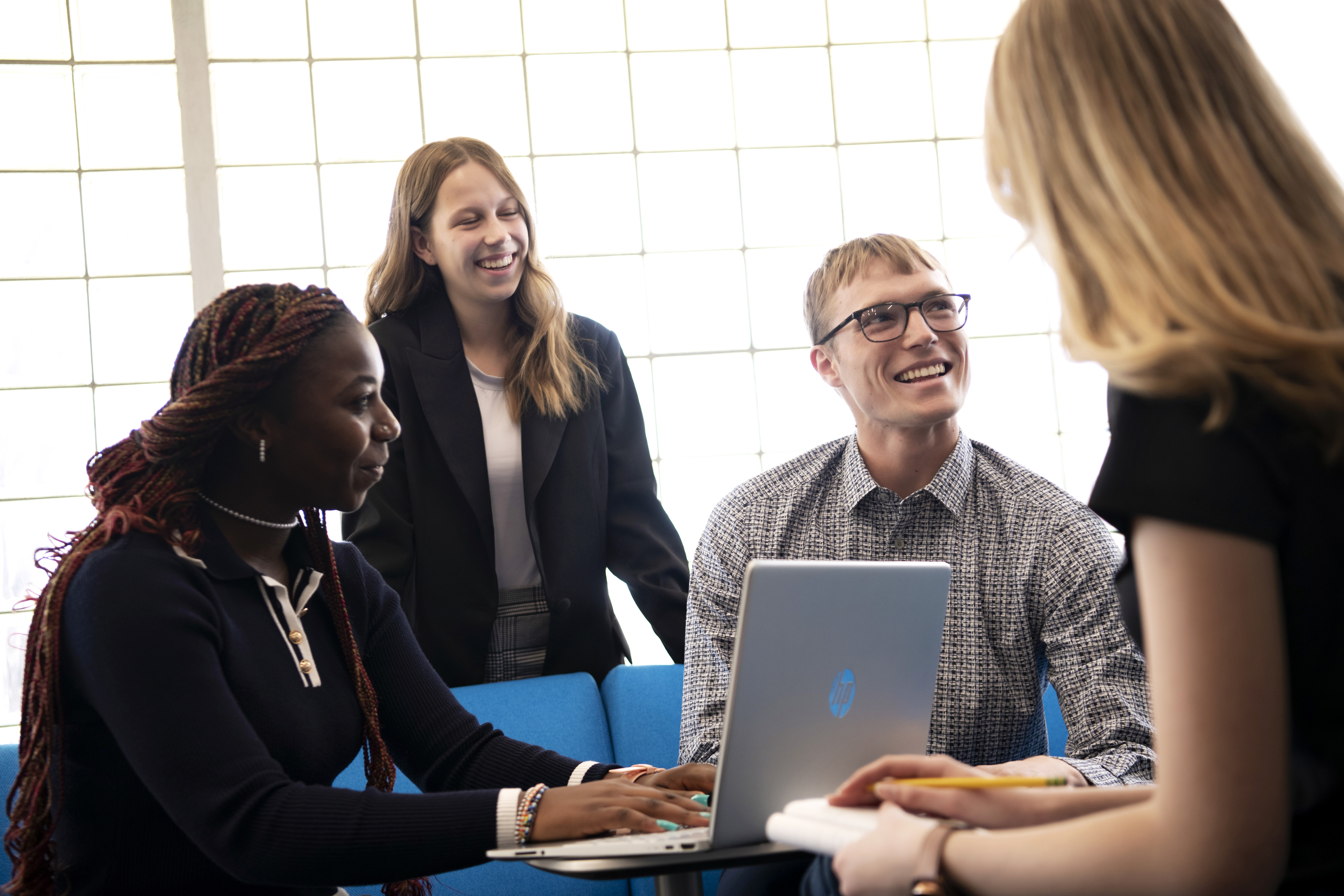 Group of students preparing for interviews