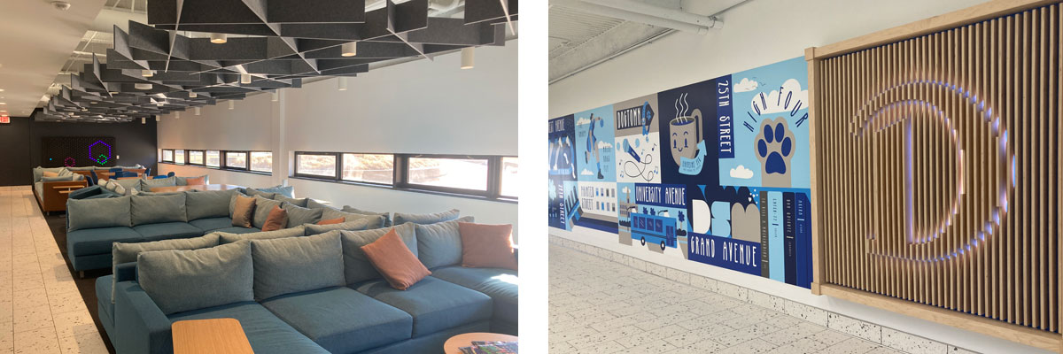 Interior images of the hallway and Dog-Den at Olmsted