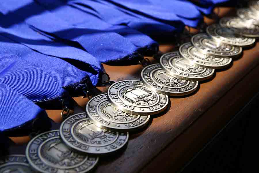 Award medals laid out on a table
