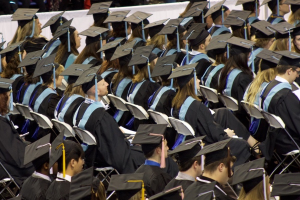 masters graduates during commencement