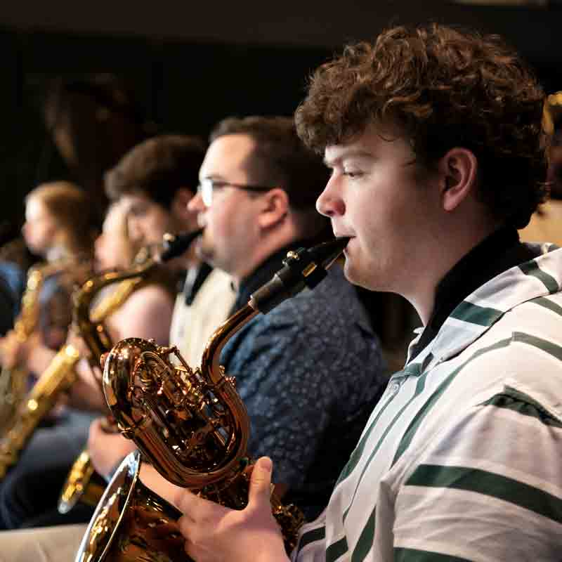 The saxophone section of one of Drake's large ensembles