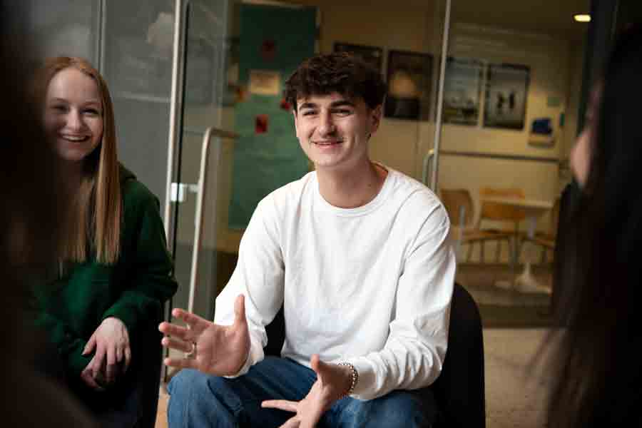 Students in Drake's Latin American Studies program practice their Spanish-speaking skills during a scheduled conversation hour