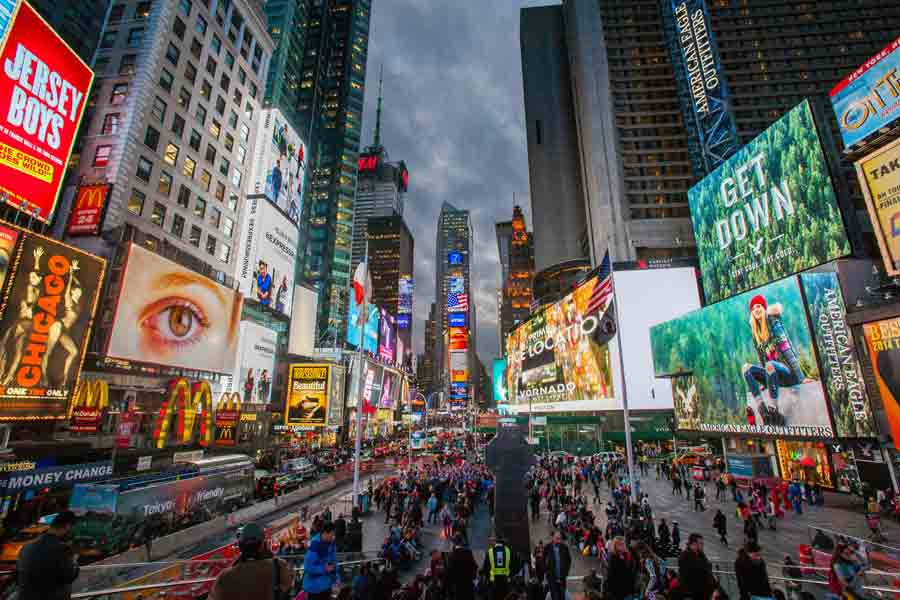 A view of Times Square, the location of the New York trip for Drake's Magazine and Brand Media program