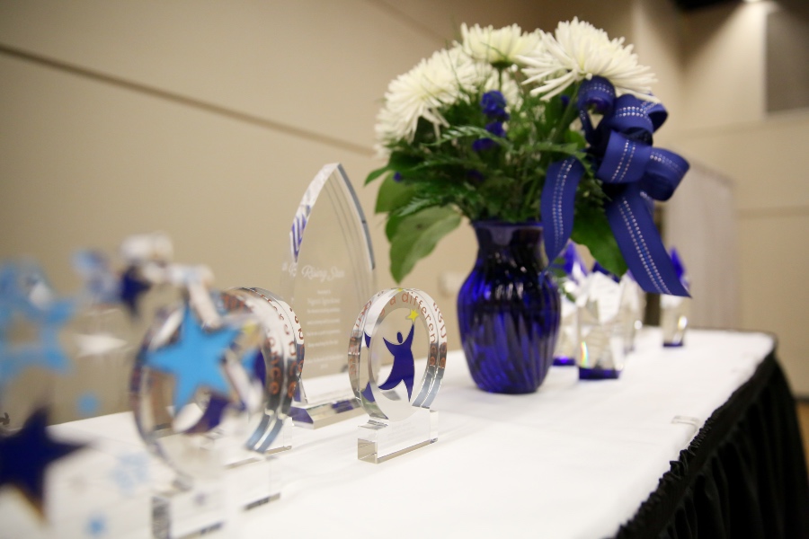 a group of of awards on a table