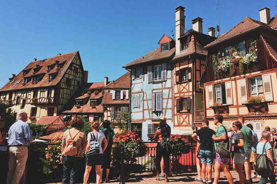 Historic buildings in France on a study abroad trip