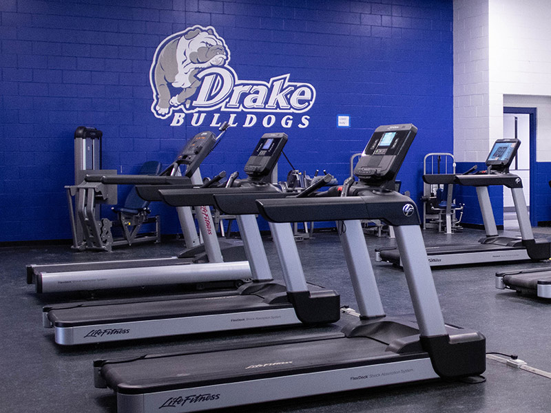 A Drake University rec center with treadmills