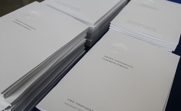 Stacks of Commencement Programs