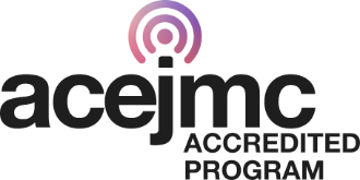 ACEJMC Accredited Program logo with a stylized broadcast signal icon above the text.