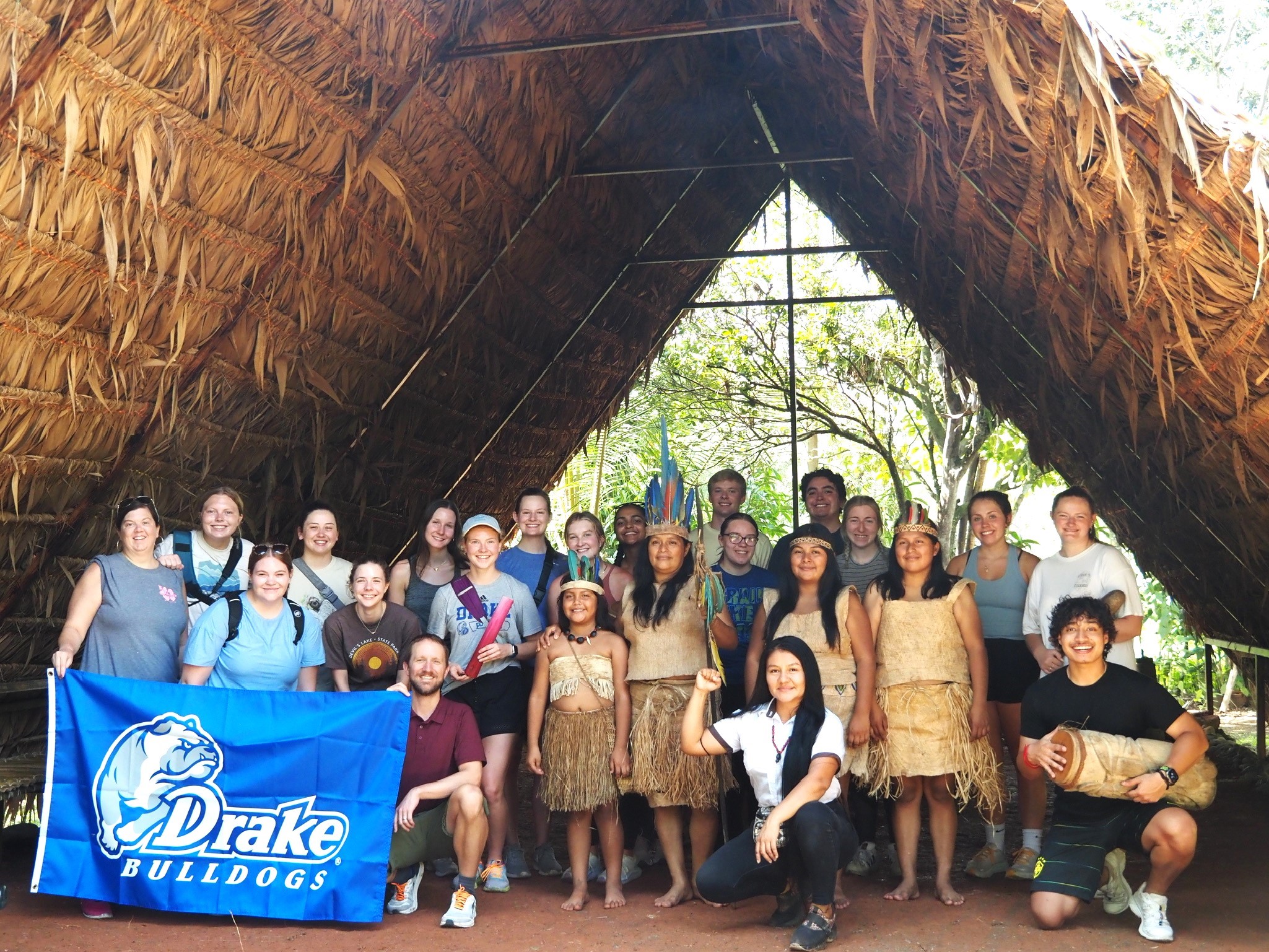 Students participating in an international experience